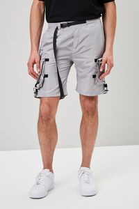 GREY Belted Release-Buckle Utility Shorts, image 2