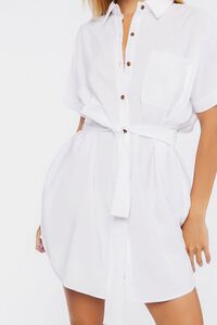 WHITE Tie-Waist Mini Shirt Dress, image 5