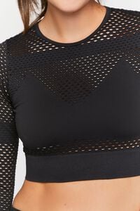 BLACK Active Seamless Netted Crop Top, image 5
