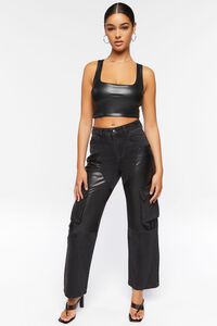 Faux Leather Cropped Tank Top, image 4