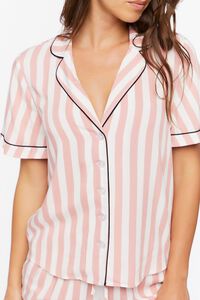 PINK/WHITE Striped Pajama Shirt & Shorts Set, image 5