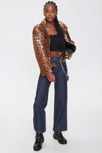 TAN/BLACK Plush Leopard Print Jacket, image 4