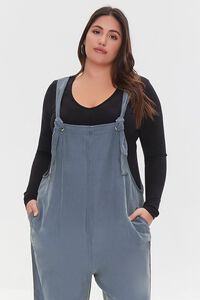 STEEPLE GREY Plus Size Twill Overalls, image 4