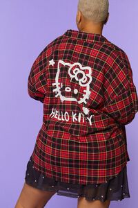 RED/MULTI Plus Size Hello Kitty & Friends Flannel Shirt, image 4