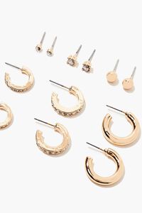 GOLD Faux Gem Hoop & Stud Earring Set, image 2