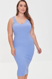 BLUE Plus Size Ribbed Tank Dress, image 1
