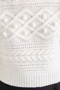 WHITE Pom Pom Cable Knit Sweater, image 5