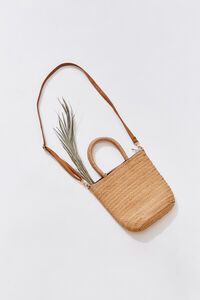 Faux Straw Tote Bag, image 1