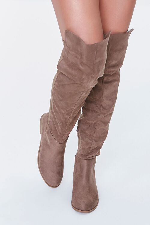 TAUPE Knee-High Faux Suede Boots, image 4