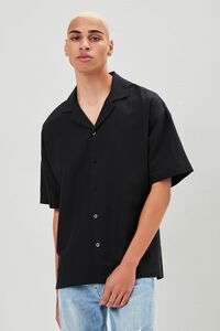 BLACK Cuban Collar Linen-Blend Shirt, image 1