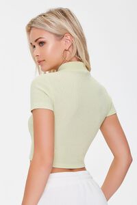 LIGHT GREEN Waffle Knit Cropped Tee, image 3