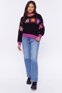 BLACK/MULTI Floral Crochet Sweater, image 4