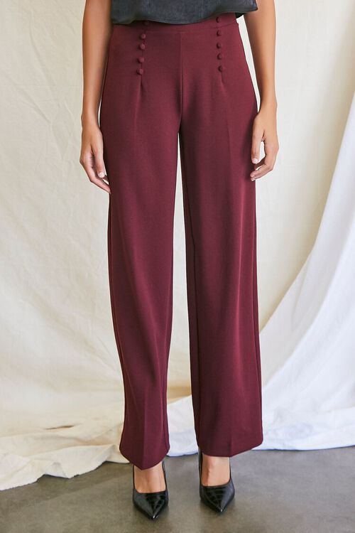 BURGUNDY High-Rise Double-Breasted Pants, image 2