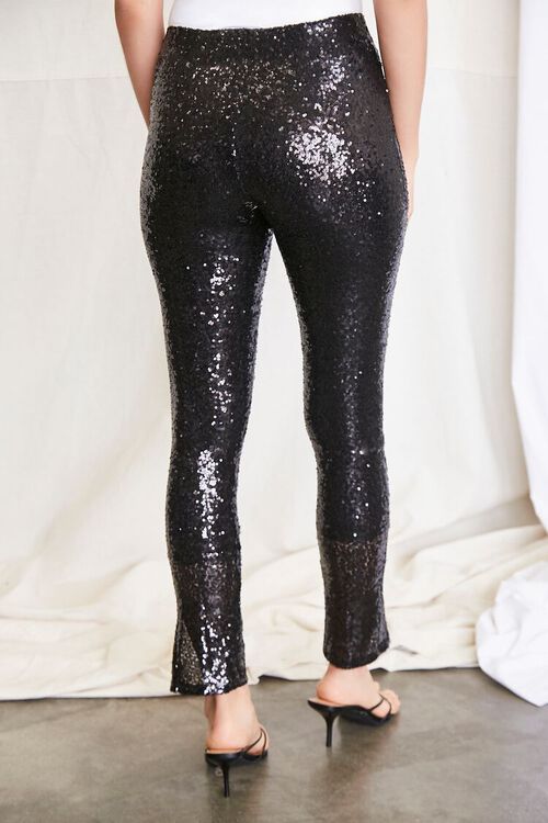 BLACK Split-Hem Glitter Pants, image 4