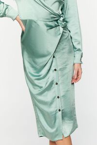 SAGE Satin Button-Front Wrap Midi Dress, image 5