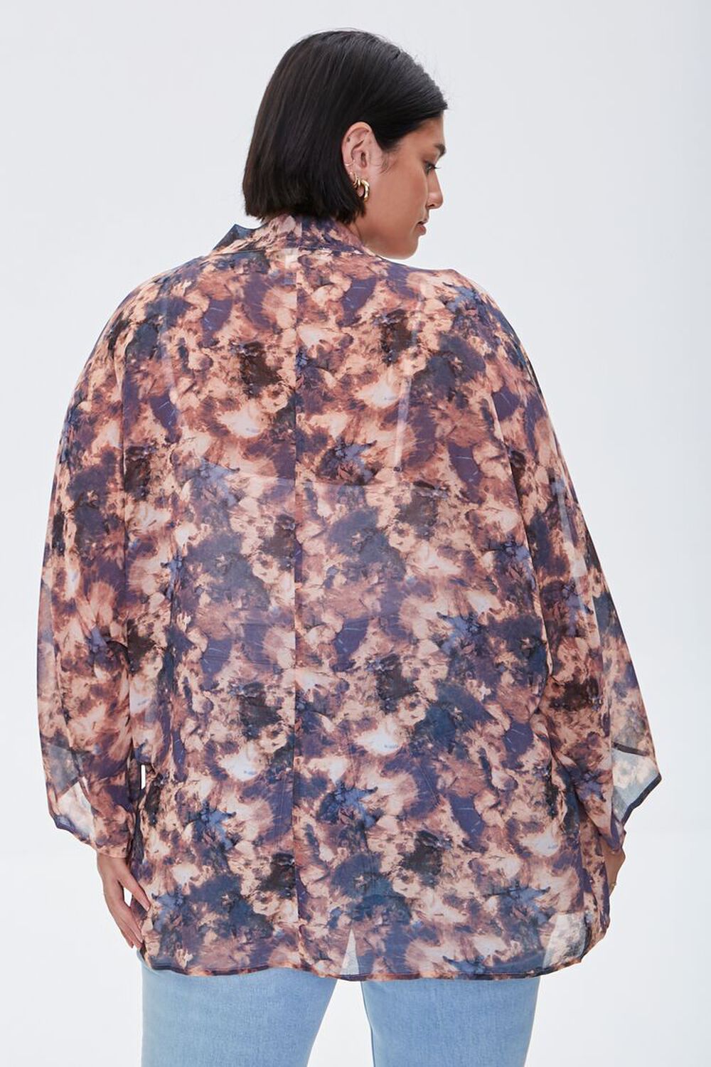 Plus Size Abstract Print Chiffon Kimono, image 3