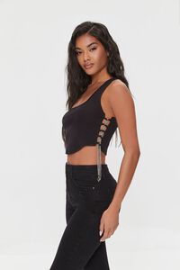 BLACK Lace-Up Chain Crop Top, image 2