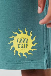 GREEN/YELLOW Good Trip Graphic Sweatshorts, image 6