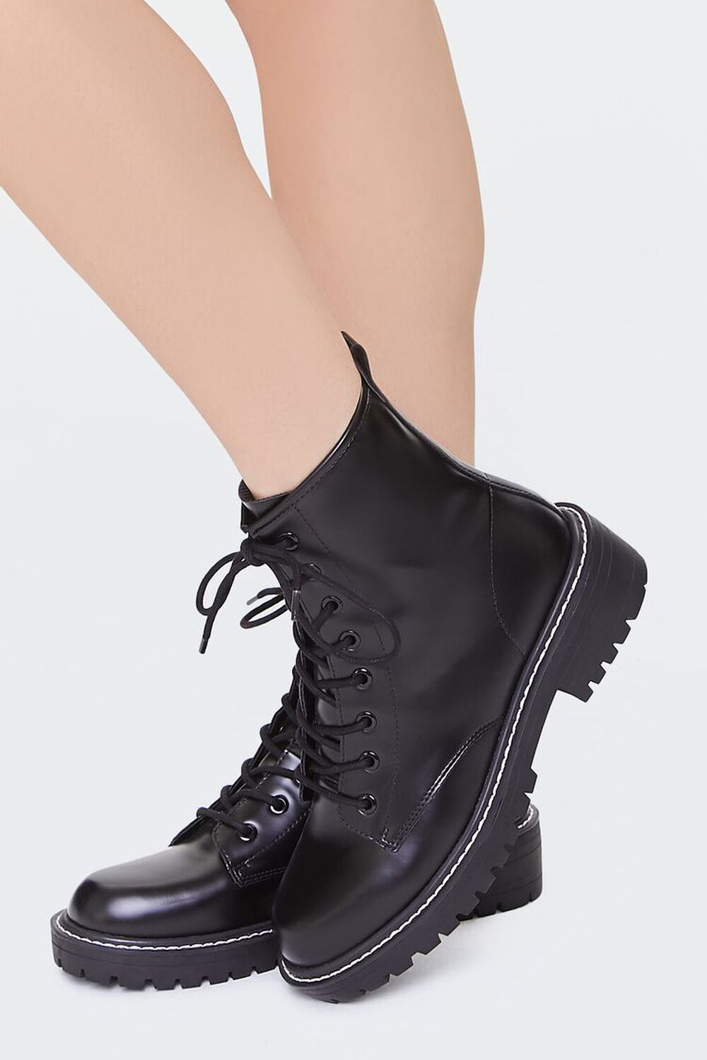 Faux Leather Combat Boots, image 1