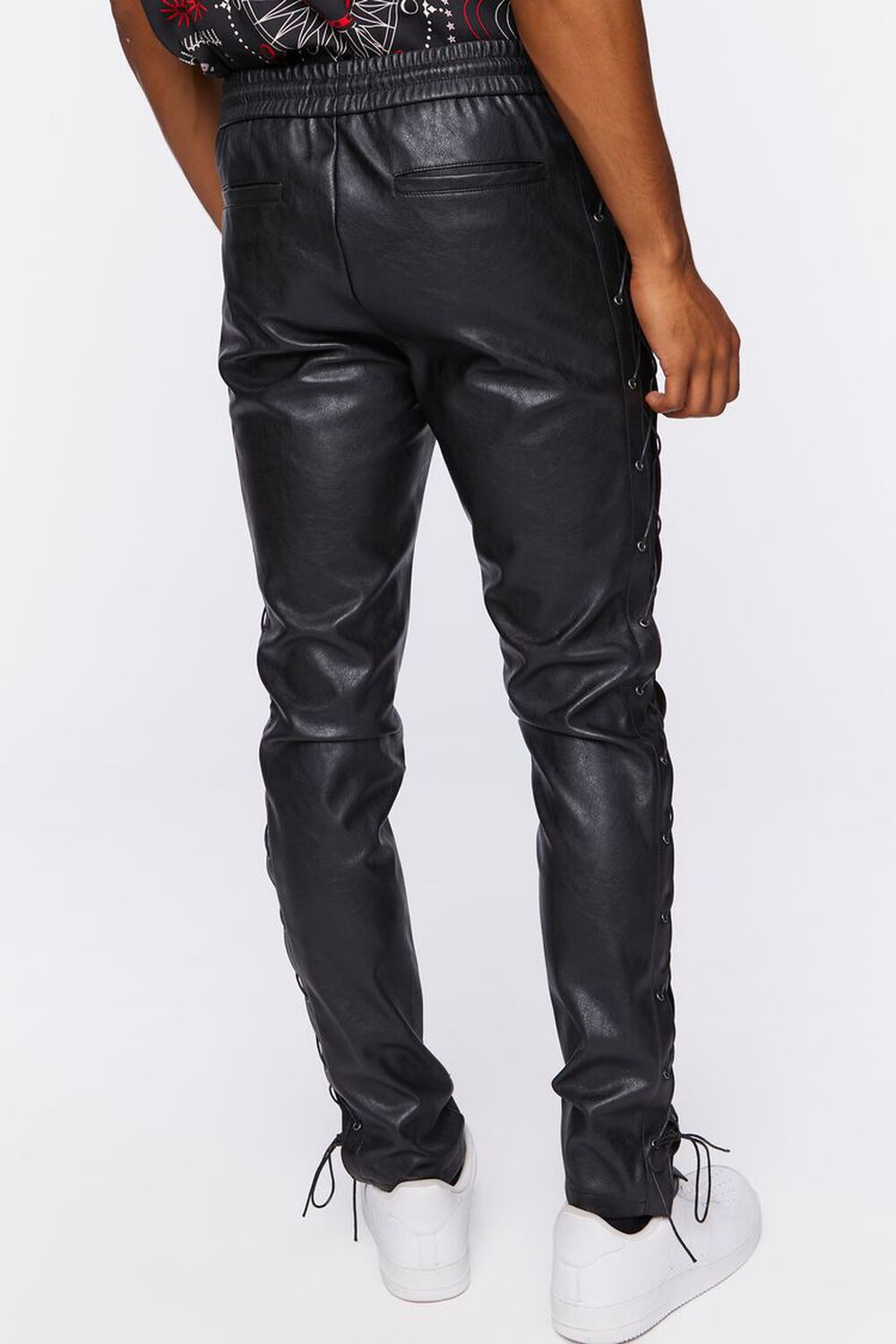 Faux Leather Side Lace-Up Pants