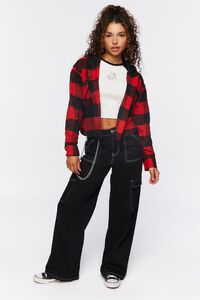RED/BLACK Hooded Combo Flannel Shirt, image 4