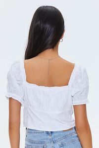 WHITE Embroidered Ruffle-Trim Crop Top, image 4