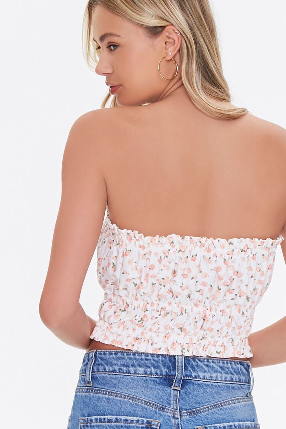 IVORY/PEACH  Floral Print Tube Top, image 3