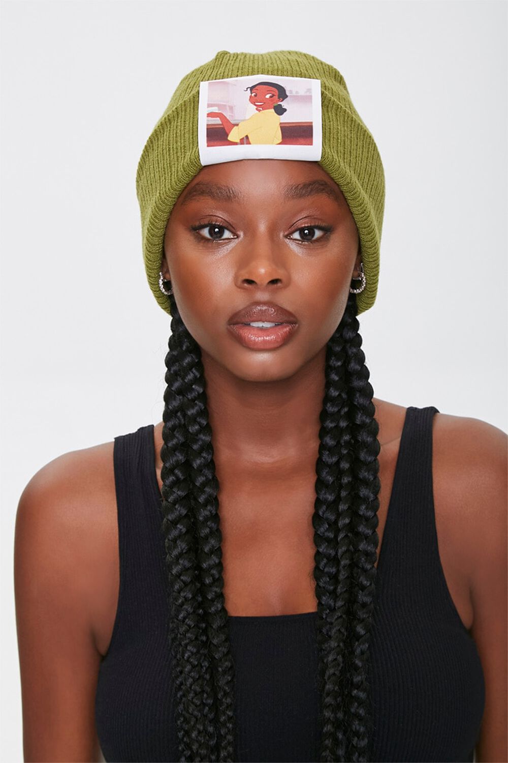 GREEN Tiana Graphic Ribbed Beanie, image 1