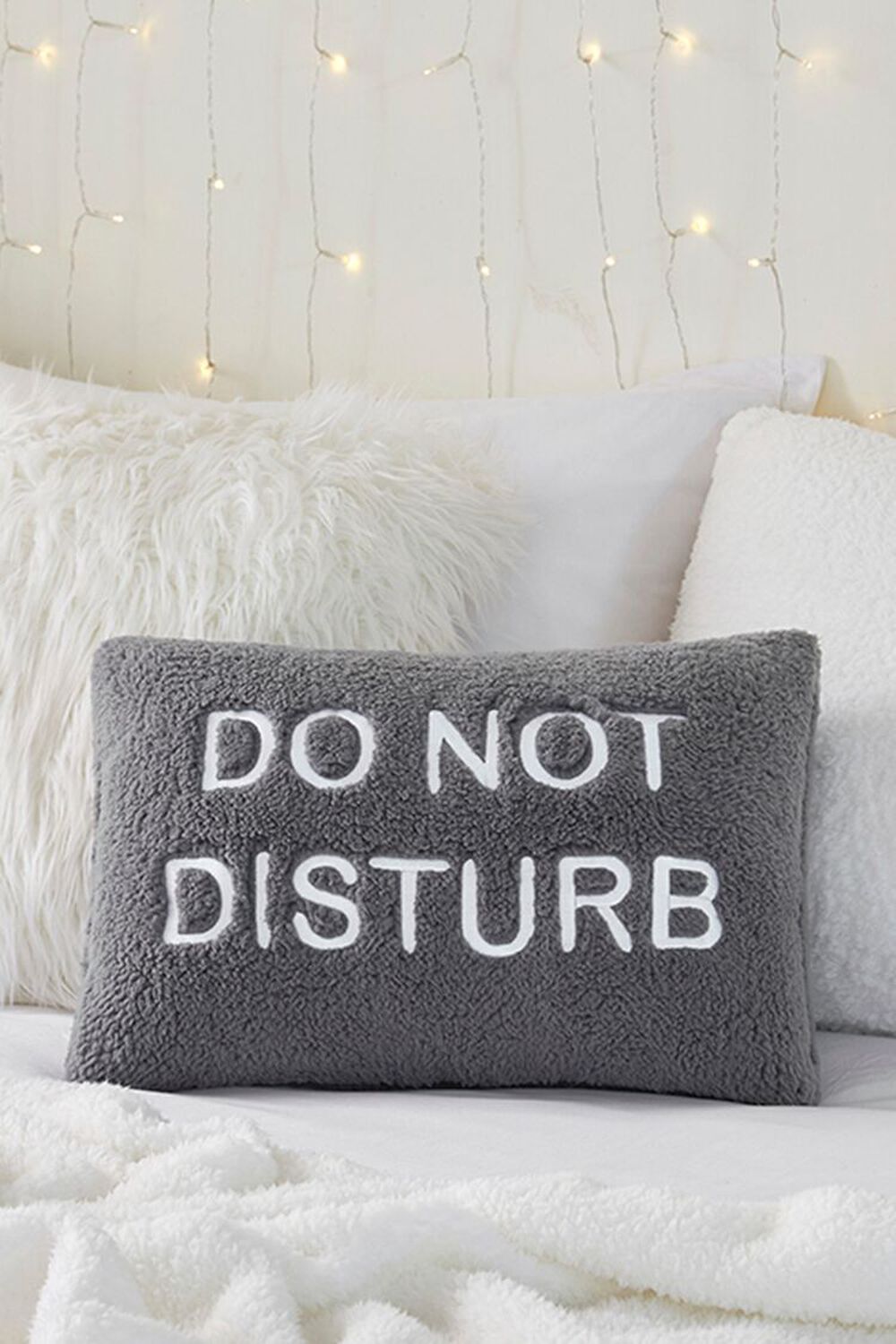 GREY/WHITE Do Not Disturb Throw Pillow, image 1