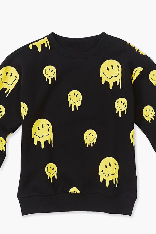BLACK/YELLOW Girls Happy Face Pullover (Kids), image 3