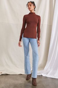 BROWN Cutout Side-Slit Sweater, image 4