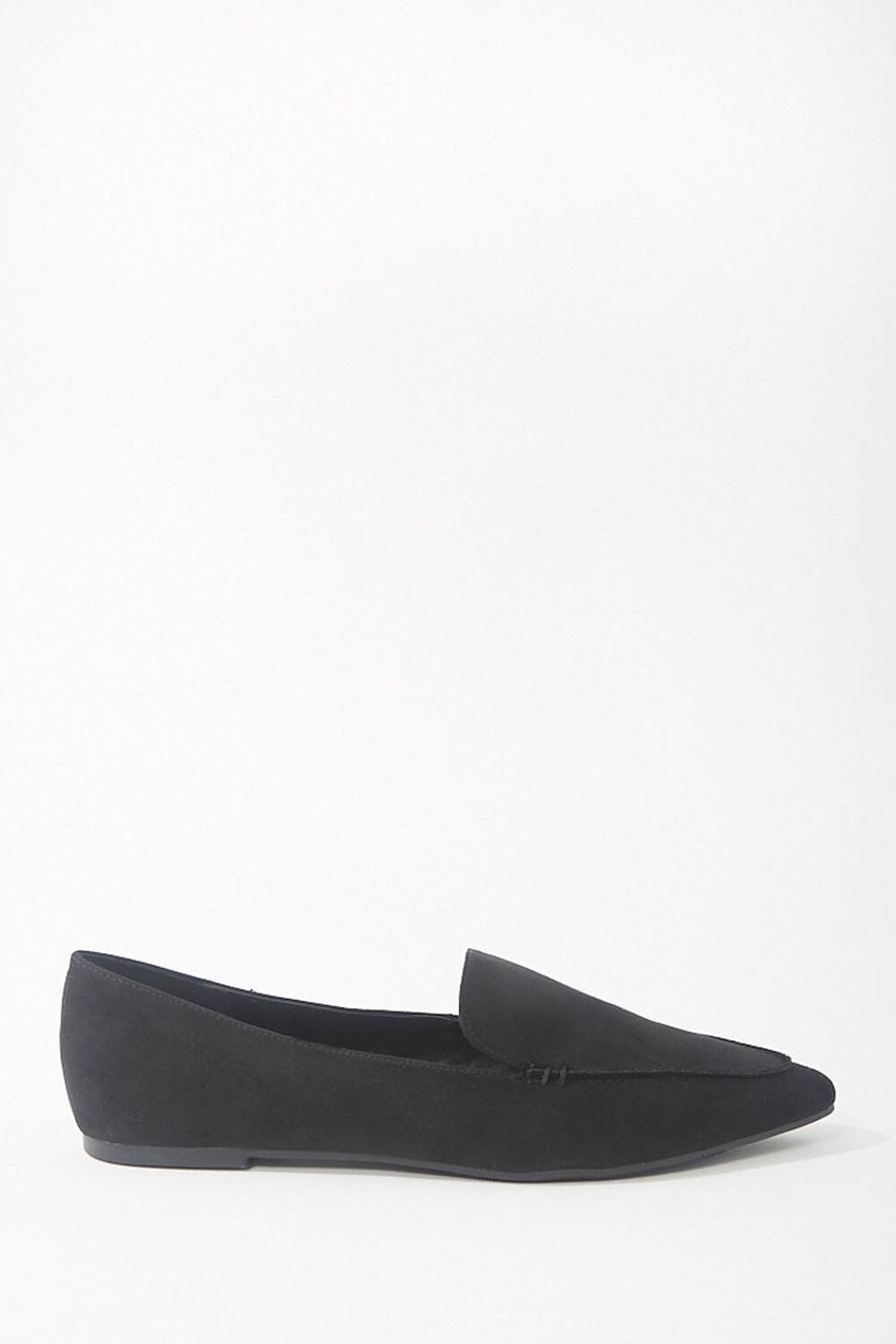 BLACK Faux Suede Pointed-Toe Loafers, image 1