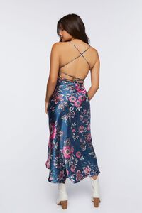 NAVY/MULTI Satin Bustier Floral Print Dress, image 3