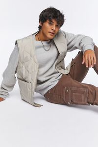 TAUPE Quilted Zip-Up Vest, image 7