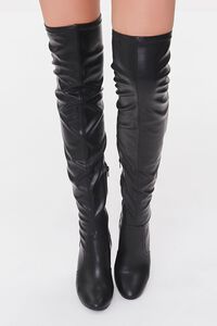 BLACK Faux Leather Thigh-High Boots, image 4