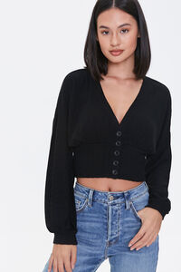 Textured Button-Front Crop Top, image 5