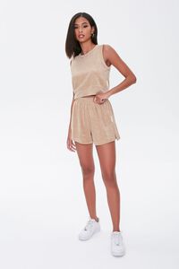 BROWN Kendall & Kylie Terrycloth Elastic Shorts, image 5