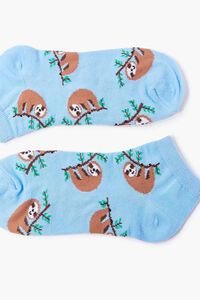 BLUE/MULTI Sloth Print Ankle Socks, image 3