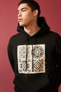 BLACK/TAUPE Ornate Patch Graphic Hoodie, image 1