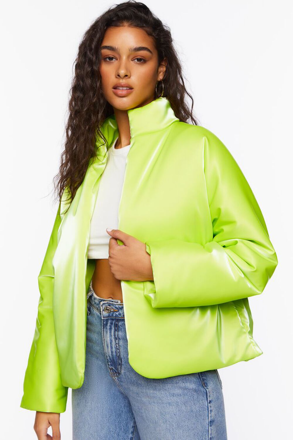 LIME Open-Front Puffer Jacket, image 1