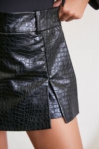 BLACK Faux Croc Leather Skort, image 6