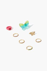 PINK/BLUE Butterfly & Cocktail Ring Set, image 2