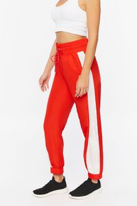 FIERY RED/WHITE Active Side-Striped Drawstring Joggers, image 4