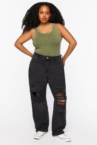 WASHED BLACK Plus Size Recycled Cotton Baggy Jeans, image 5