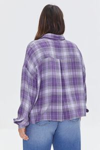 VIOLET/MULTI Plus Size Plaid Button-Up Shirt, image 3