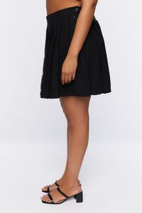 BLACK/MULTI Plus Size Plaid Pleated Mini Skirt, image 3