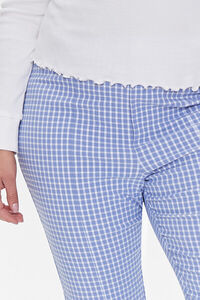 BLUE/WHITE Plus Size Gingham Skinny Pants, image 5