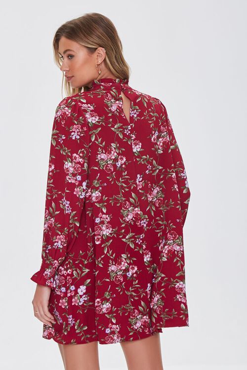 BURGUNDY/MULTI Recycled Floral Mini Shift Dress, image 3