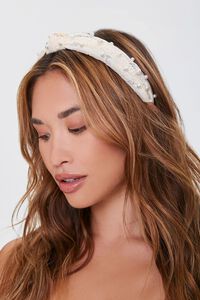 CREAM Faux Pearl Lace Headband, image 1
