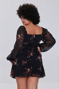 BLACK/MULTI Plus Size Floral Print Mini Dress, image 3